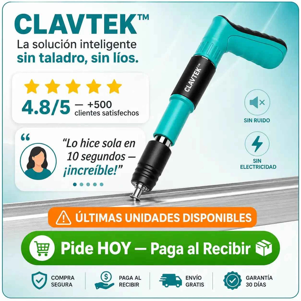 ⚠️ ÚLTIMAS UNIDADES | CLAVTEK™ - Fija Todo en Tu Hogar Sin Llamar a Nadie | 48% OFF Hoy