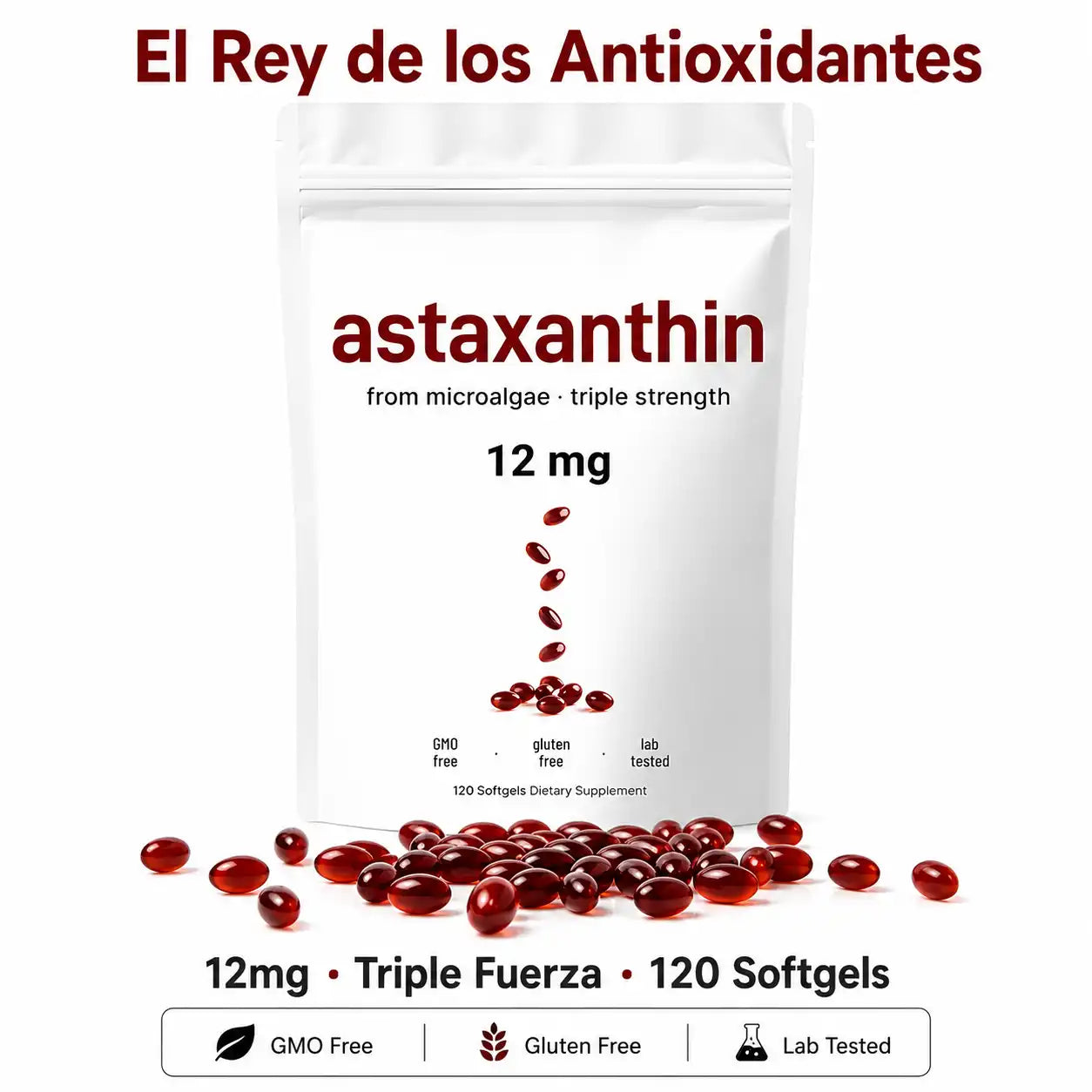 Astaxantina® 12mg | El Rey de los Antioxidantes | Protección Celular Profunda | Piel Joven + Energía Real