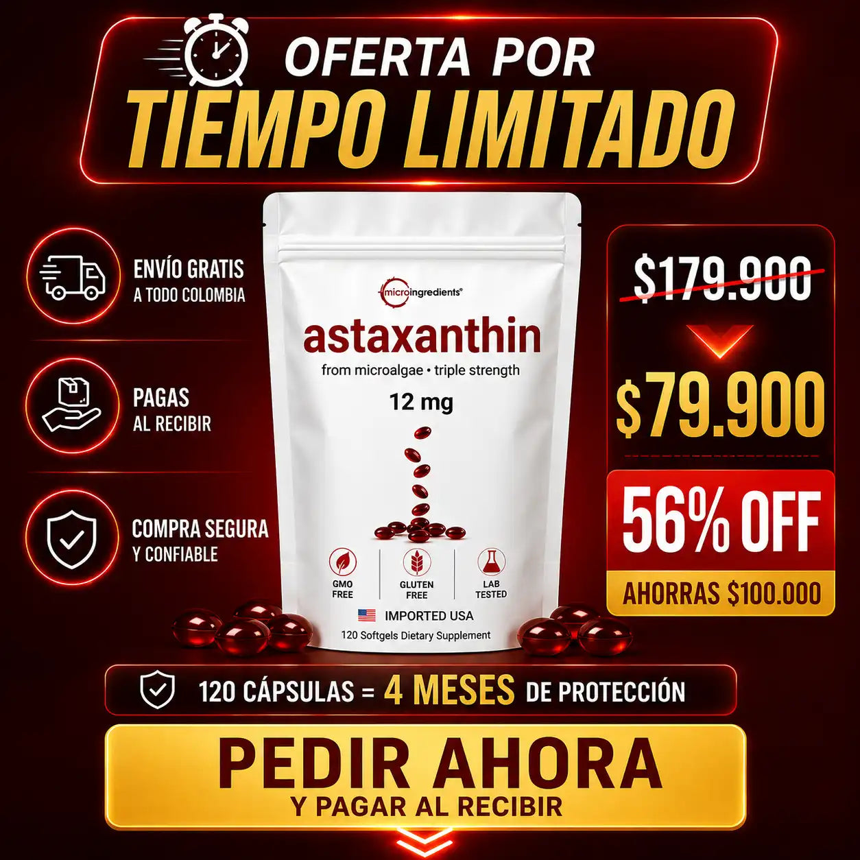 Astaxantina® 12mg | El Rey de los Antioxidantes