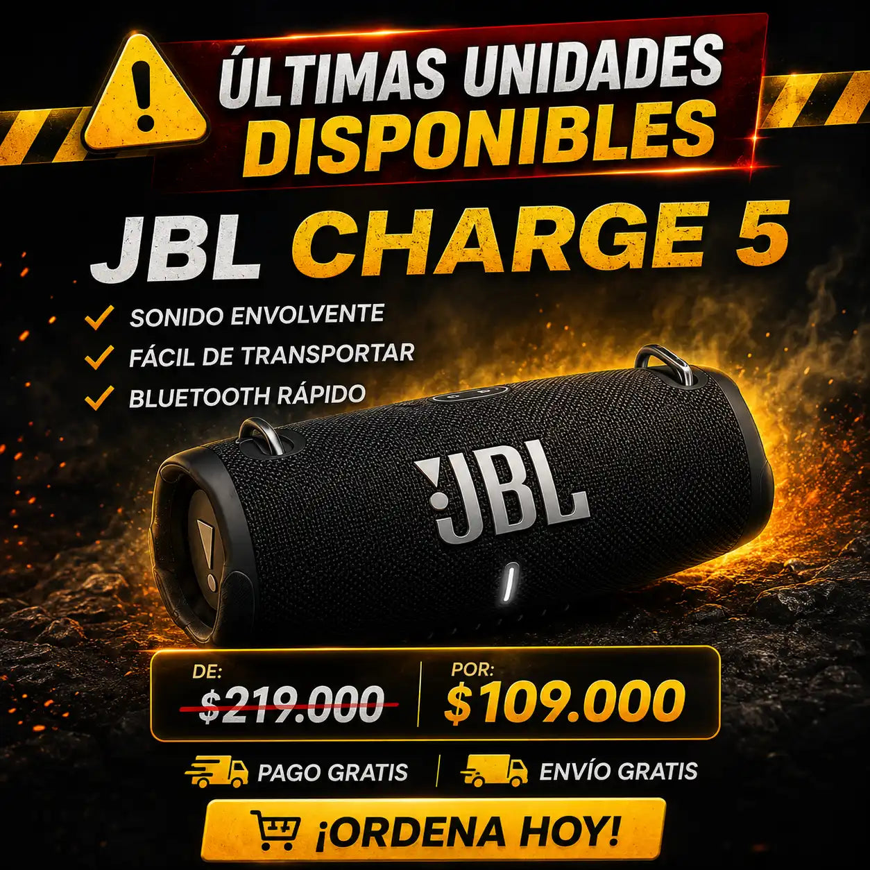 🔊 ¿Tu parlante suena débil? JBL CHARGE 5 (Con Etiqueta) llena tu casa de sonido en segundos